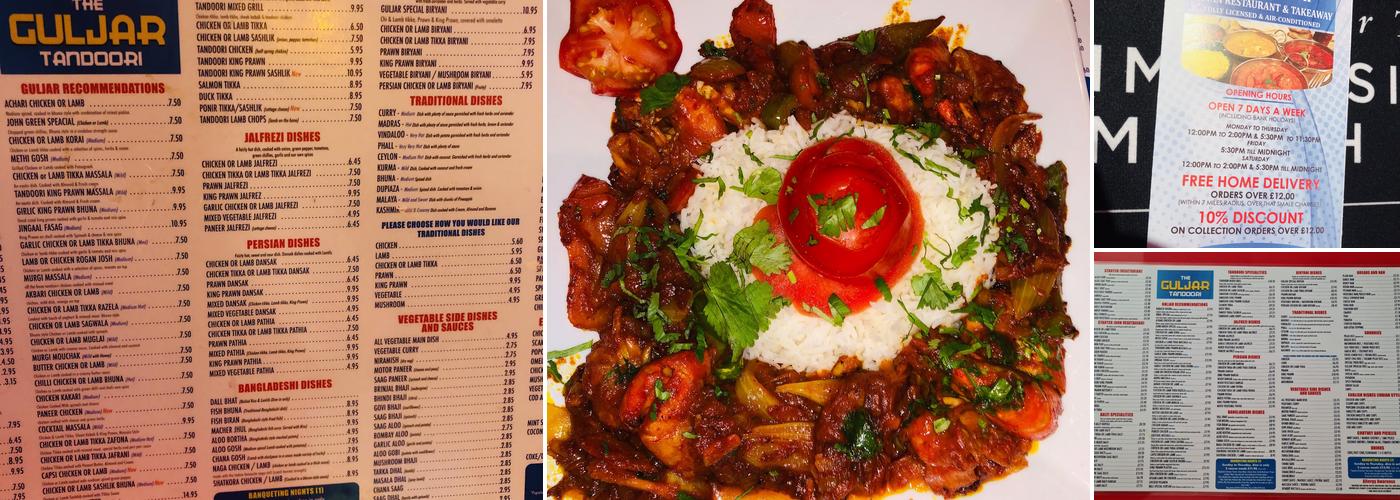 The Guljar Tandoori Menu