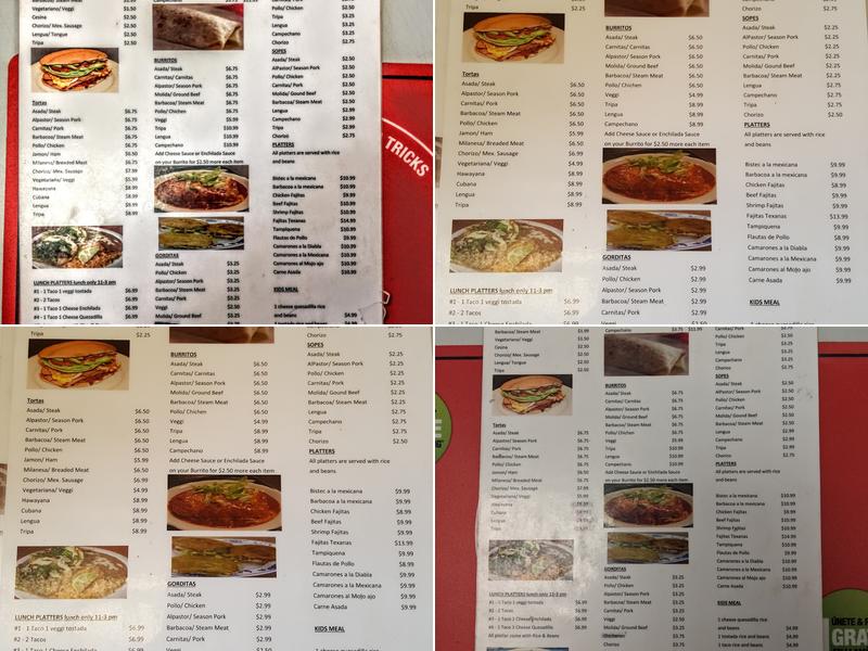 Tex Mex Menu