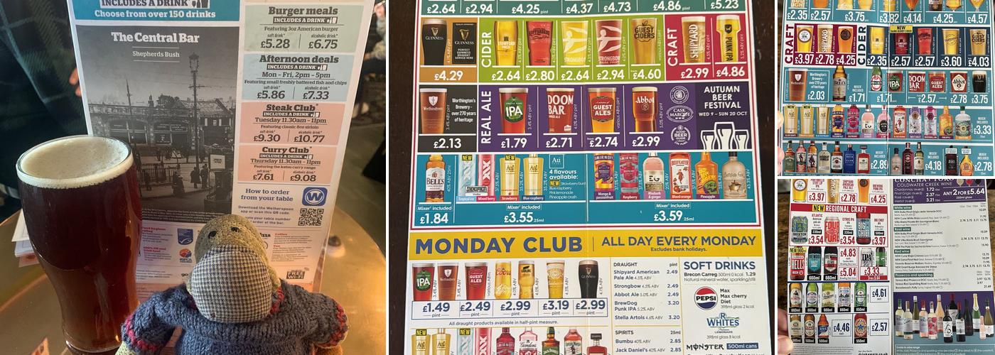 The Central Bar - JD Wetherspoon Menu