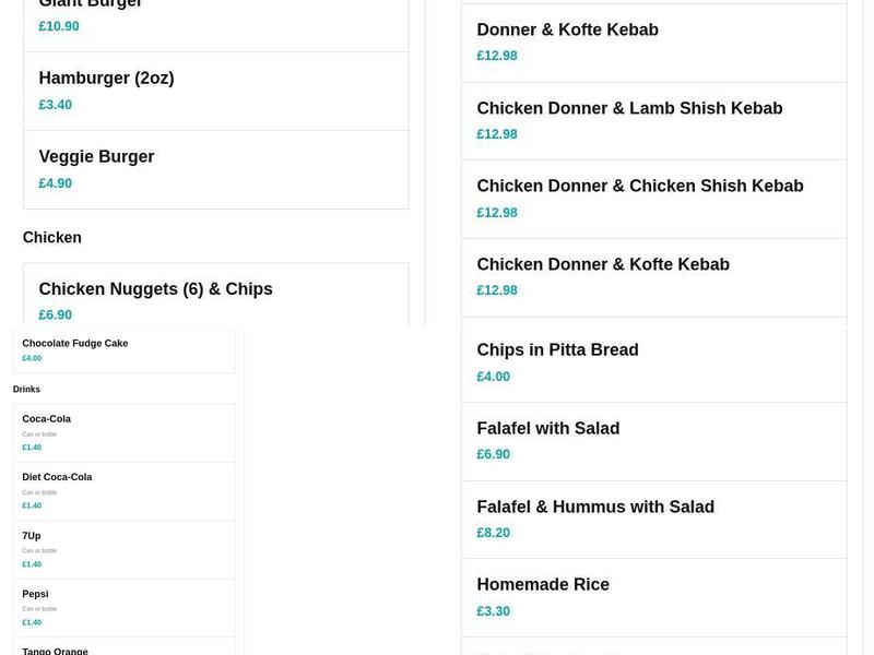 Kebab World Wallington Menu