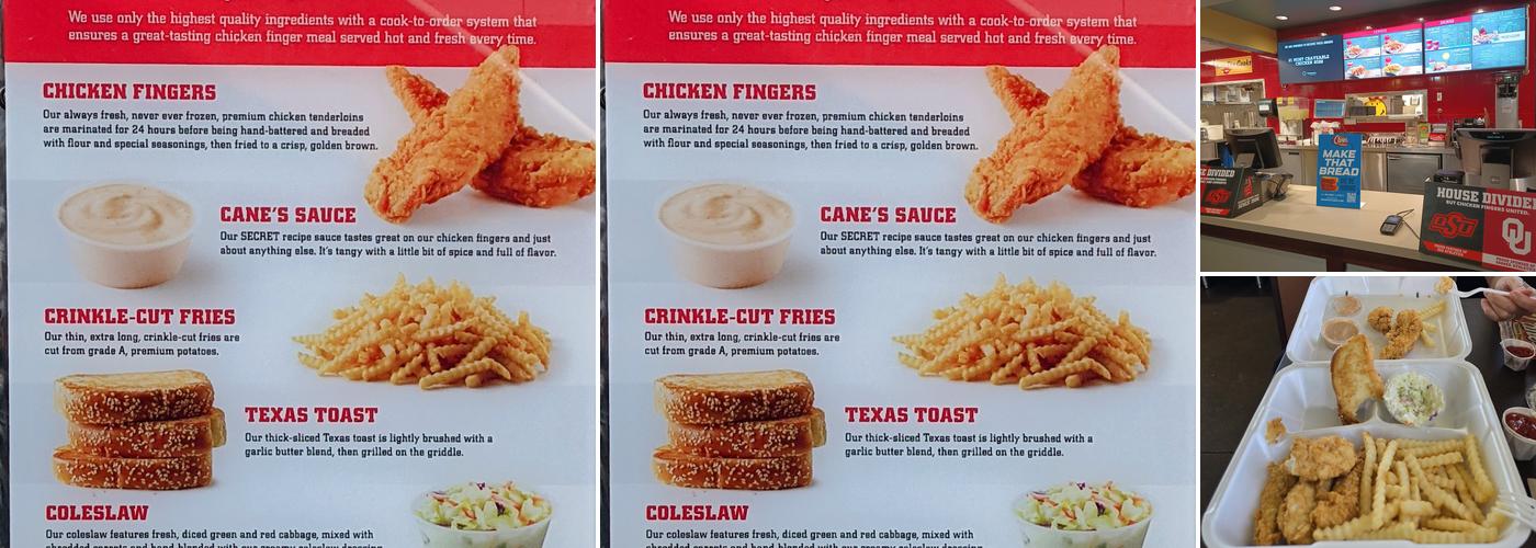 Raising Cane's Chicken Fingers Menu
