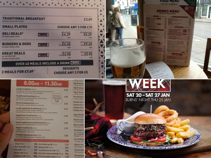 The Sir Henry Newbolt - JD Wetherspoon Menu