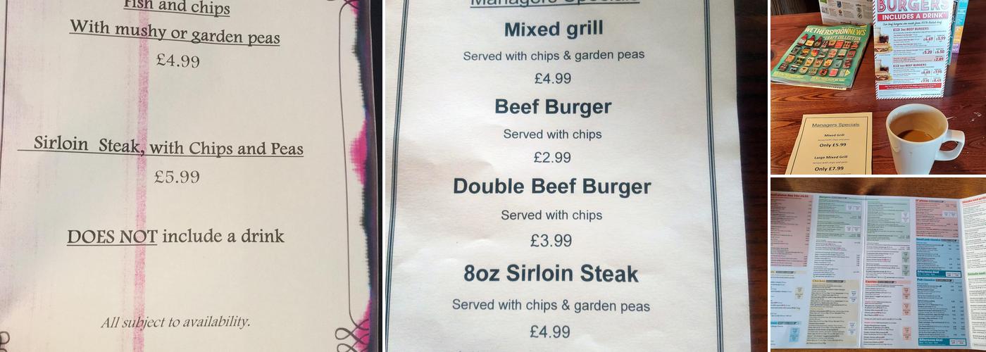 The Arthur Robertson - JD Wetherspoon Menu