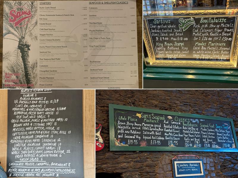 Sam's Fowey Menu