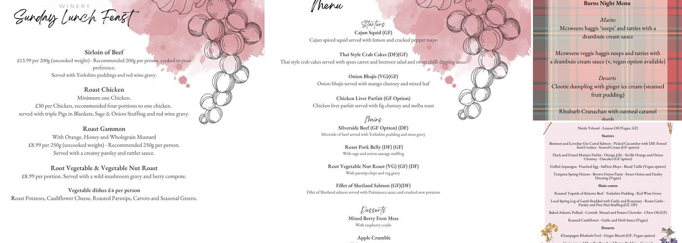 Knightor Winery Menu