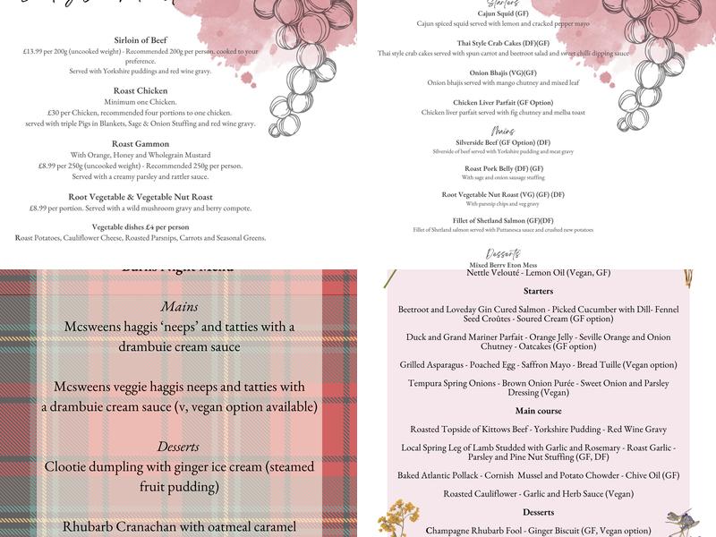 Knightor Winery Menu