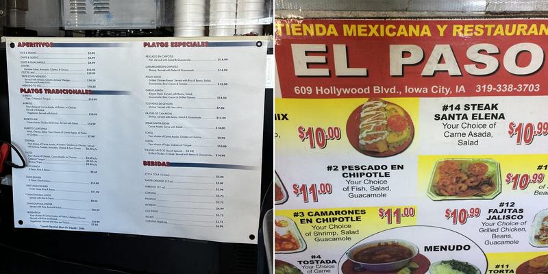 El Paso Mexican Tienda Y Taqueria Menu