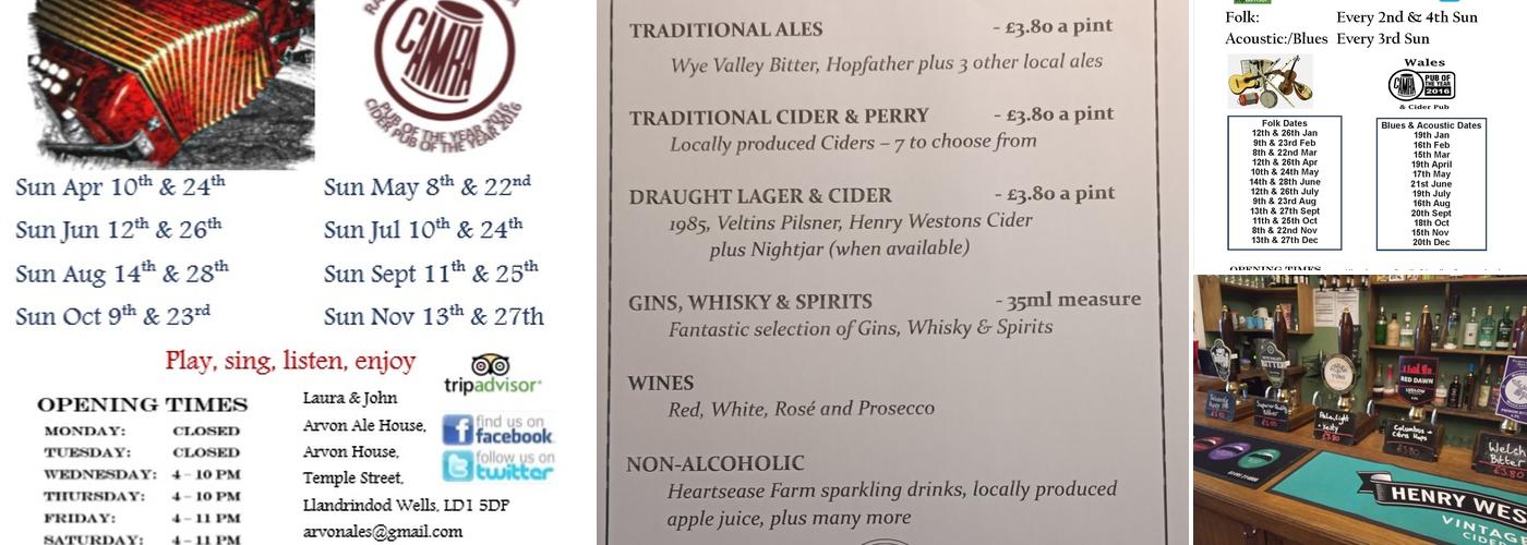 Arvon Ale House Menu