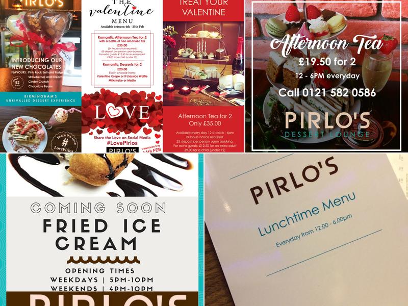 Pirlo's Dessert Lounge Menu