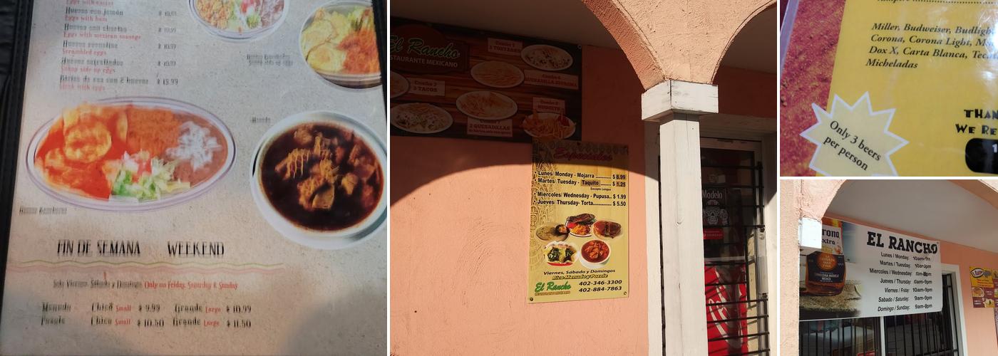 El Rancho Menu
