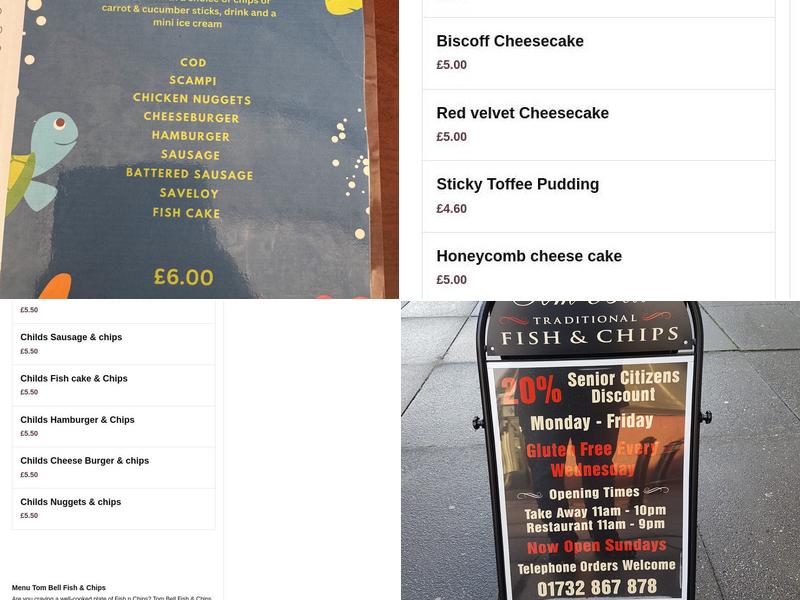 Tom Bell Traditional Fish & Chips Menu