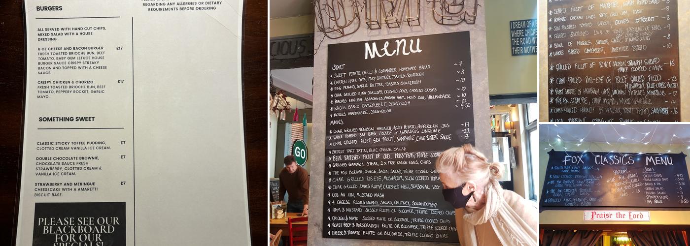 The Fox Eating and Drinking House Menu