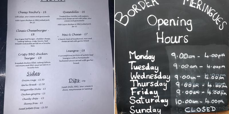 Border Meringues Menu