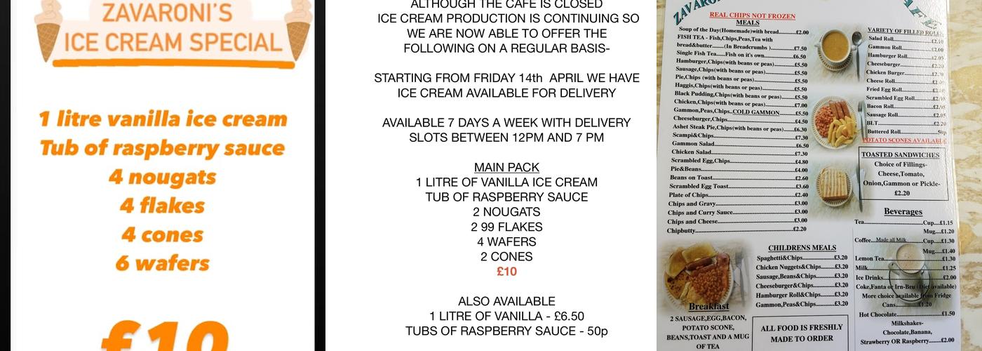 Zavaronis Cafeteria Menu