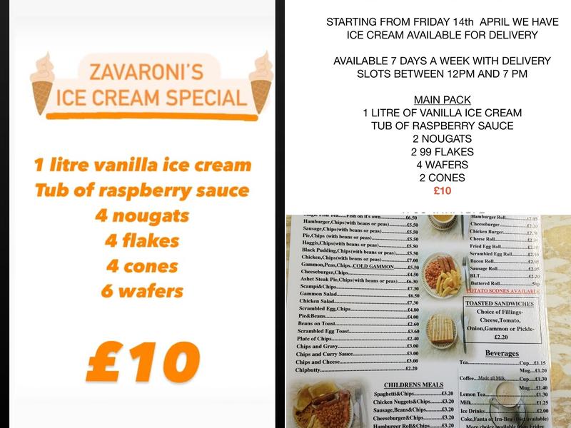 Zavaronis Cafeteria Menu