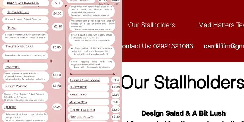 Cardiff Indoor Flea Market Menu