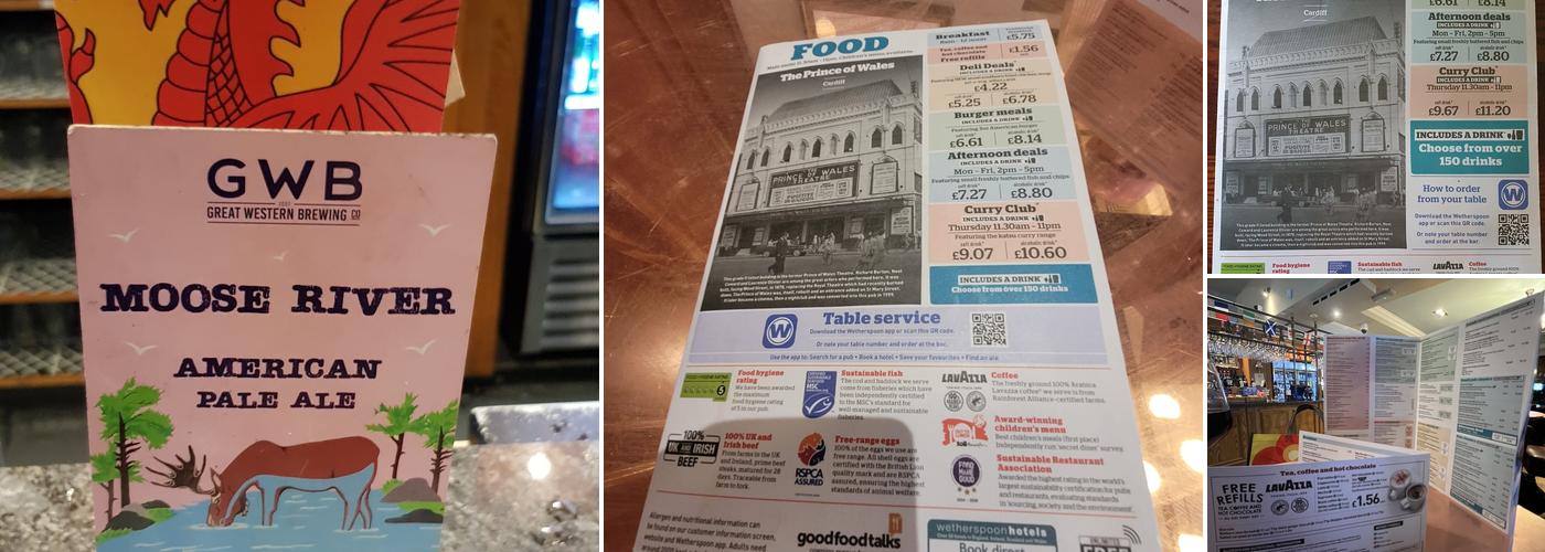 The Prince of Wales - JD Wetherspoon Menu