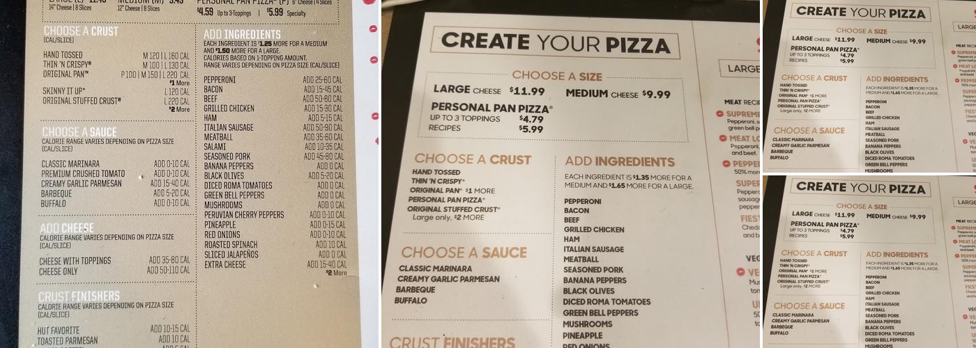 Pizza Hut Menu
