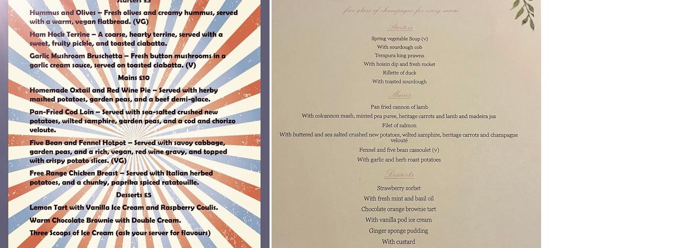 Ye Olde Bowling Green Inn Menu