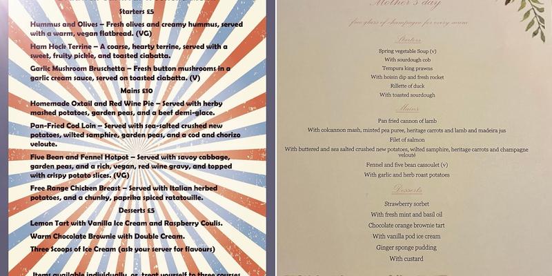 Ye Olde Bowling Green Inn Menu