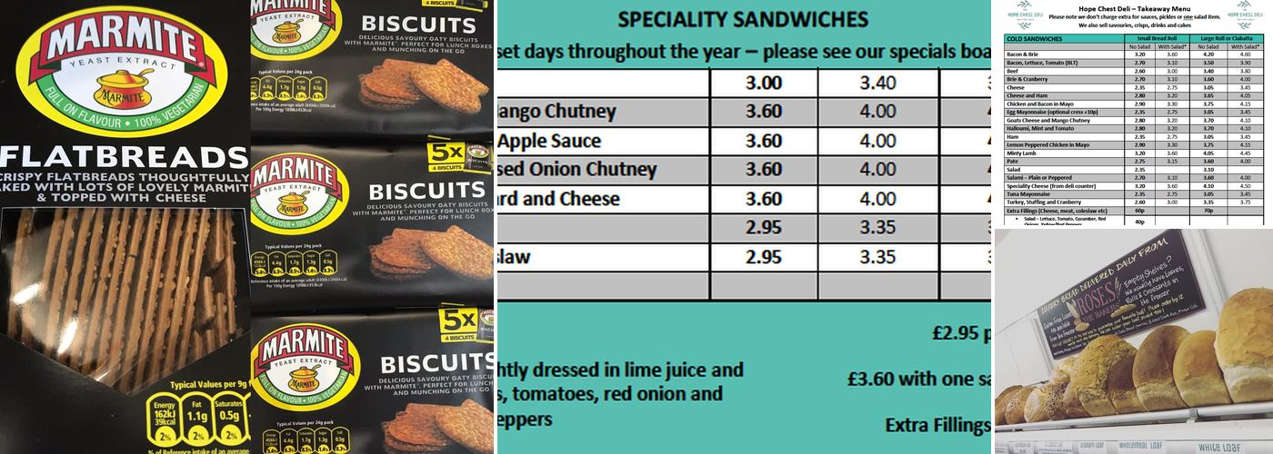 The Hope Chest Deli Menu