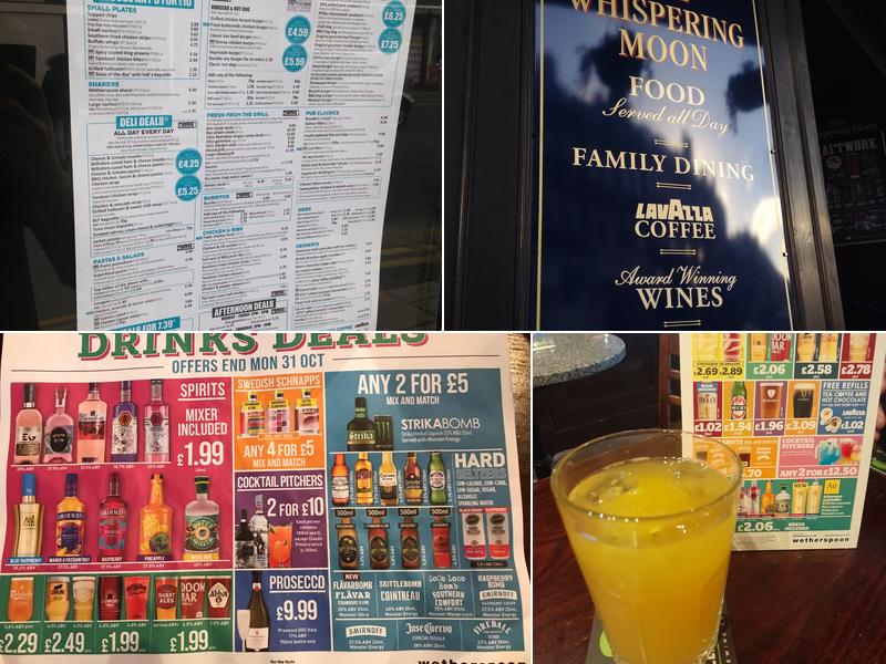 The Whispering Moon - JD Wetherspoon Menu