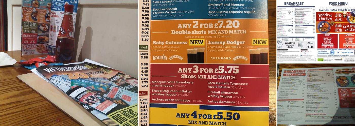 The Holland Tringham - JD Wetherspoon Menu