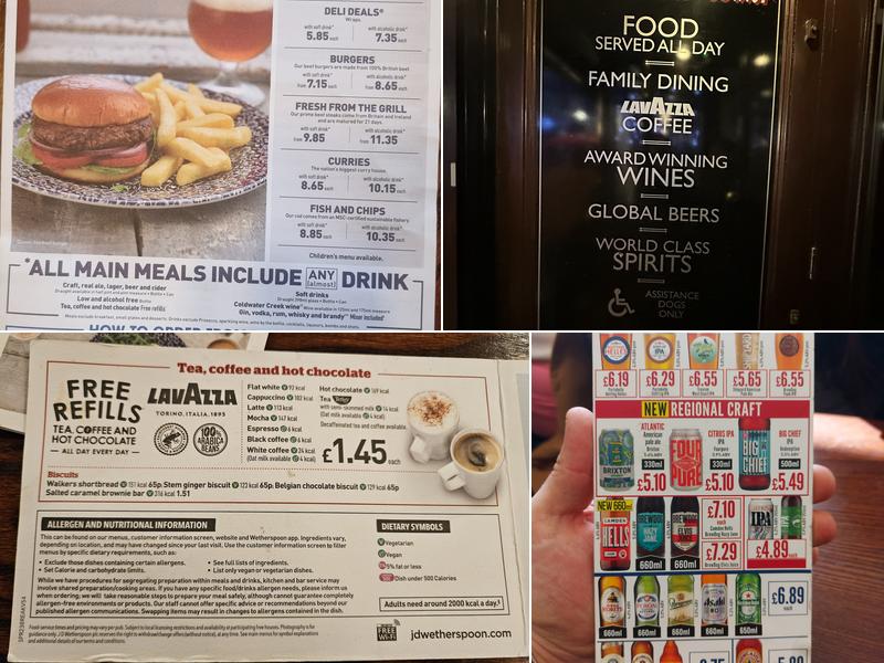 The Moon Under Water - JD Wetherspoon Menu