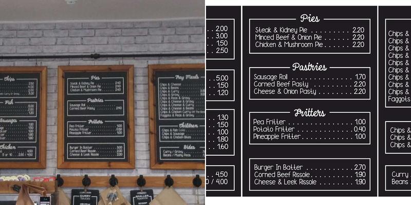 Beech Tree Fish Bar Menu