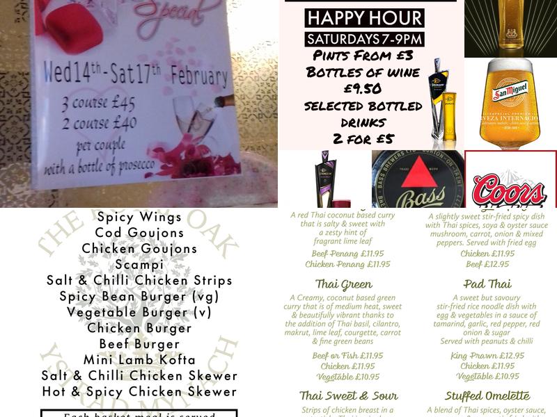 Ye Olde Royal Oak Menu