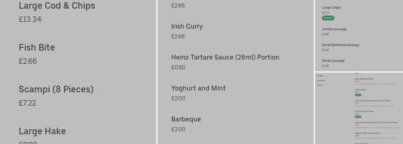 Gelligaer Fish Bar Menu