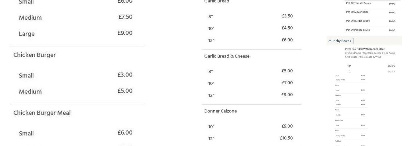 Girvan Pizzeria Menu