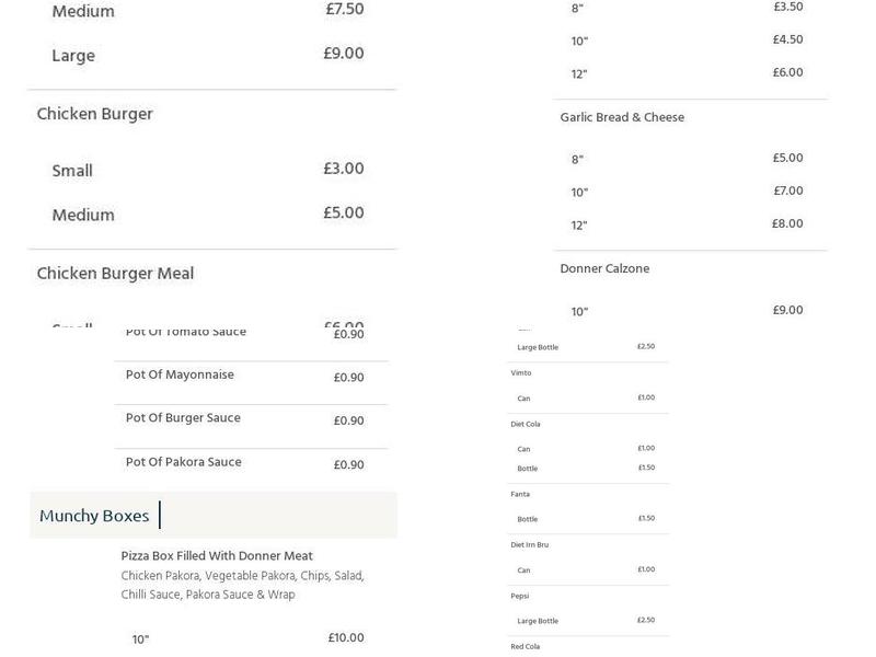 Girvan Pizzeria Menu