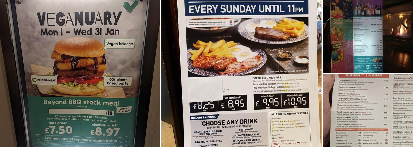 The William Webb Ellis - JD Wetherspoon Menu