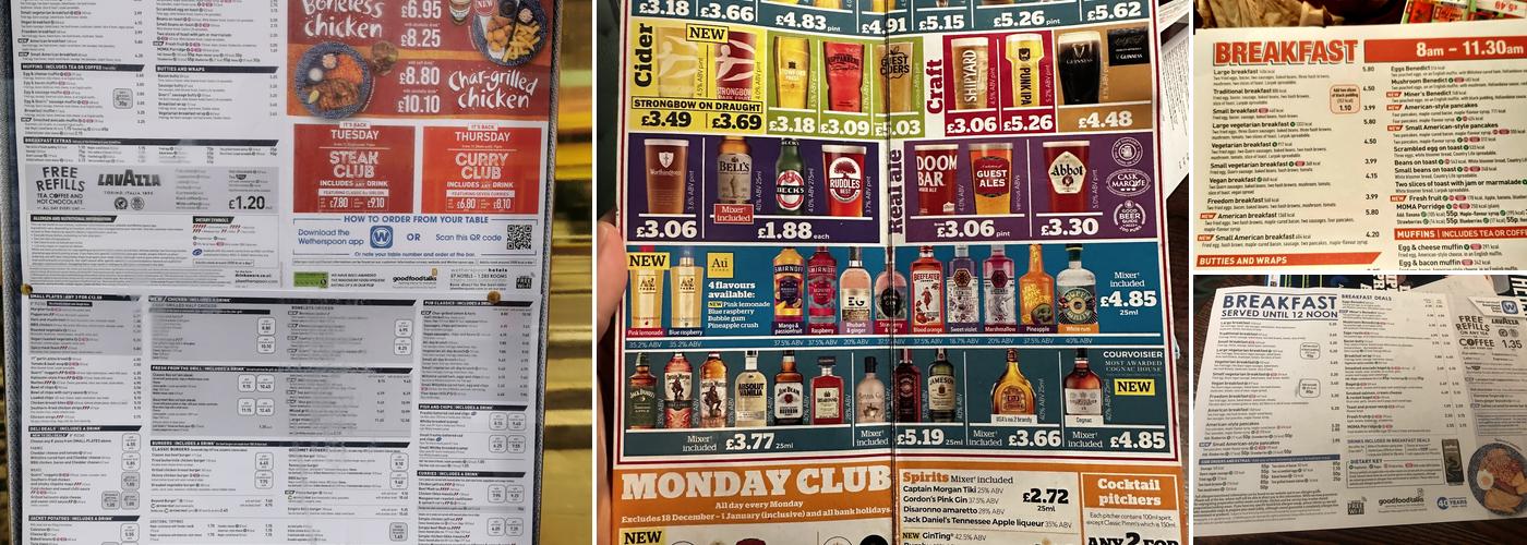 The William Morris - JD Wetherspoon Menu