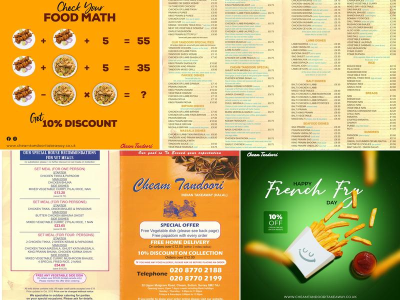 Cheam Tandoori Takeaway Menu