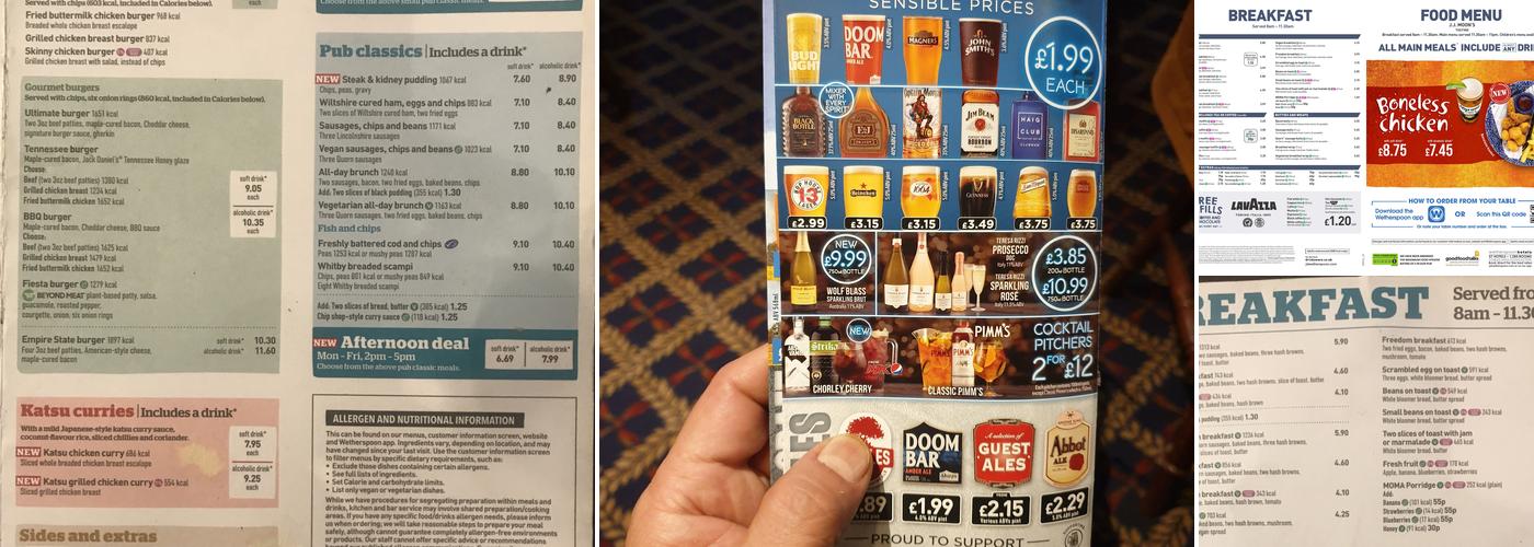 J.J. Moon's - JD Wetherspoon Menu