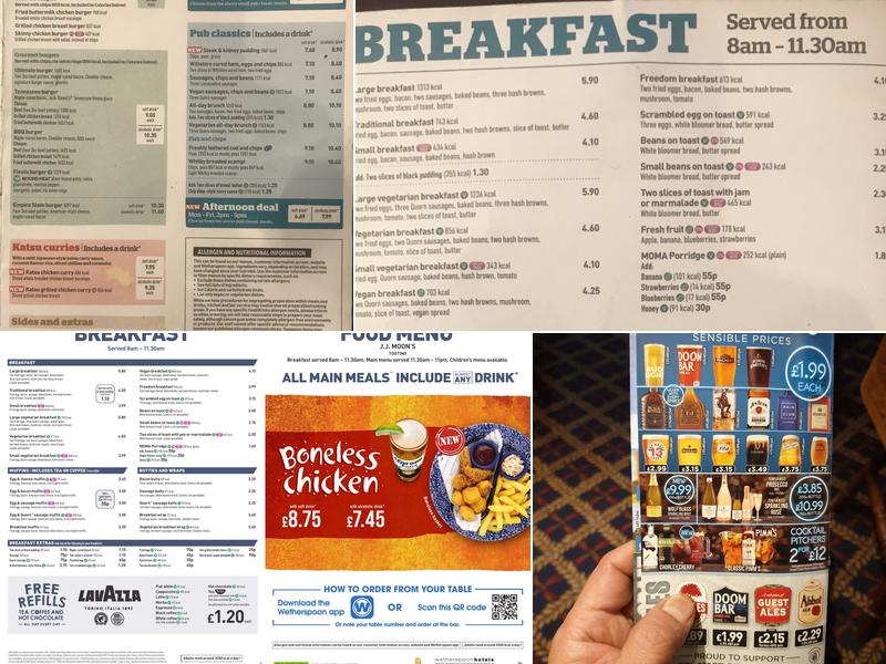 J.J. Moon's - JD Wetherspoon Menu