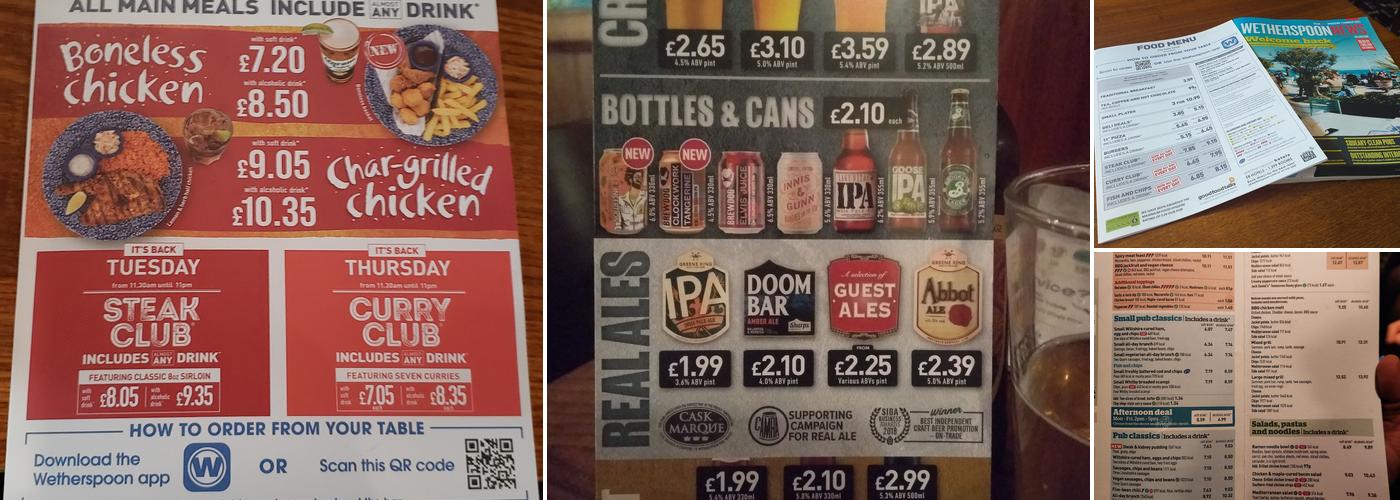 The Gate Clock - JD Wetherspoon Menu