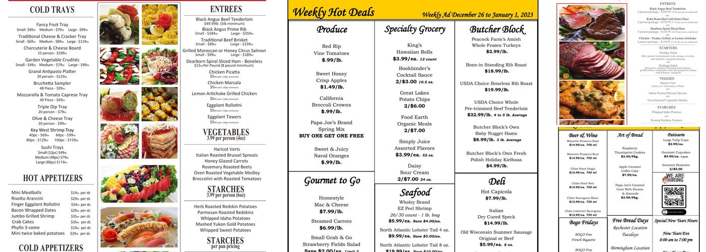 Papa Joe's Royal Oak Beaumont Menu