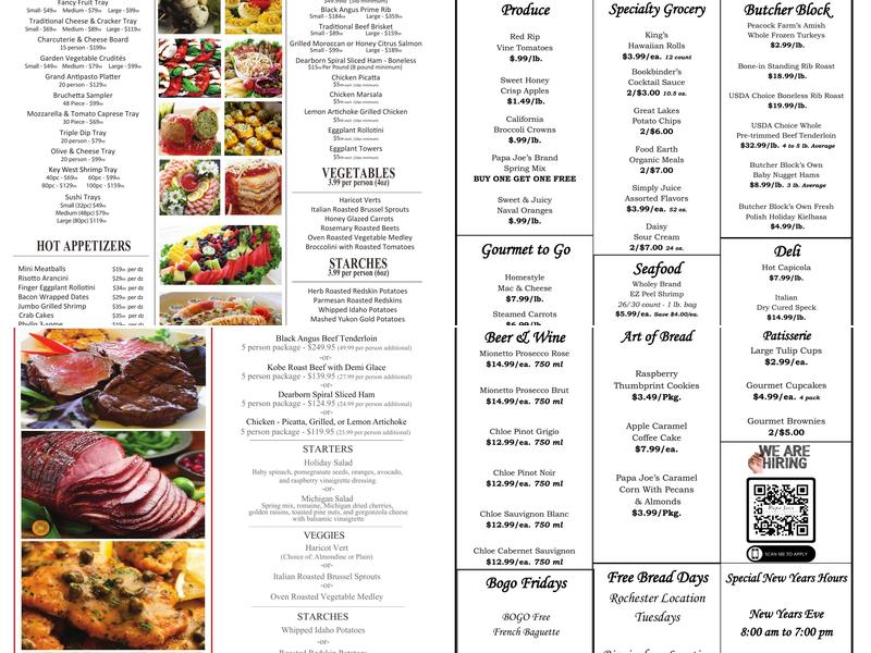 Papa Joe's Royal Oak Beaumont Menu