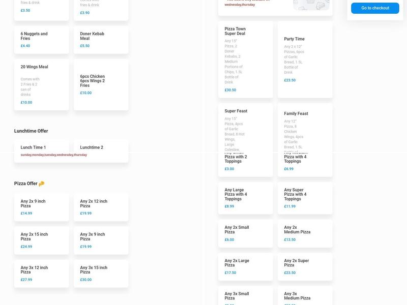 Pizza Town (Barking) Menu