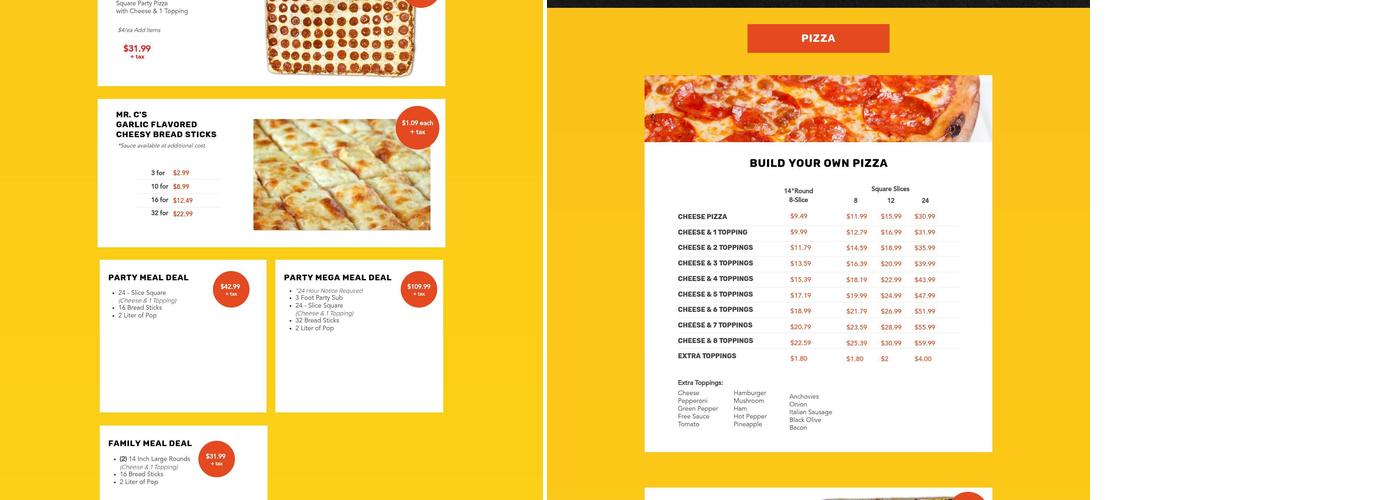 Mr C's Pizza & Deli Menu