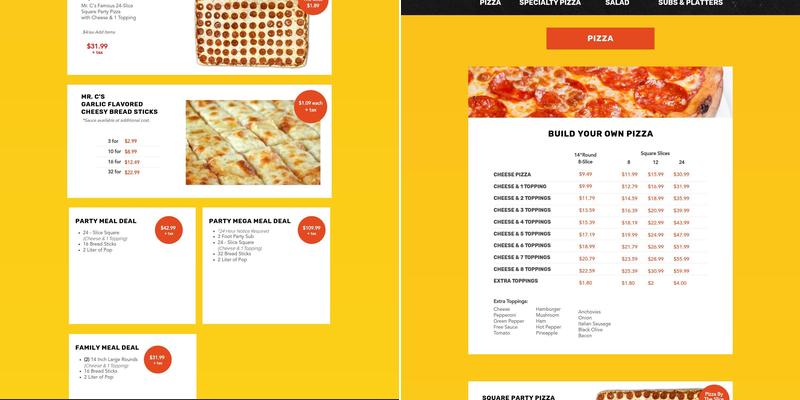 Mr C's Pizza & Deli Menu