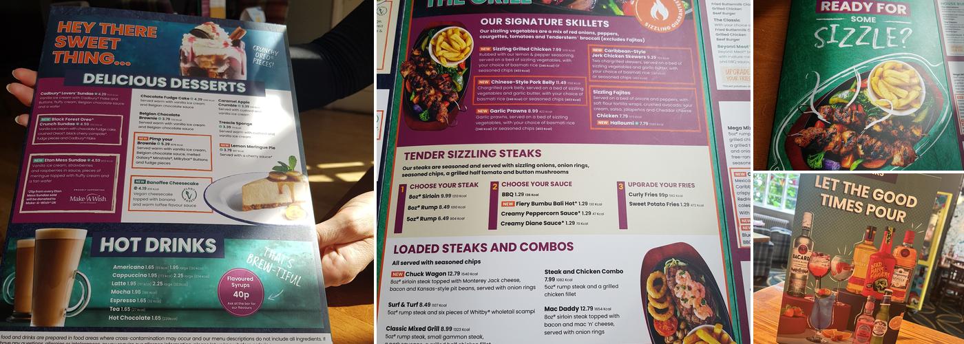 The Chessington Oak Menu