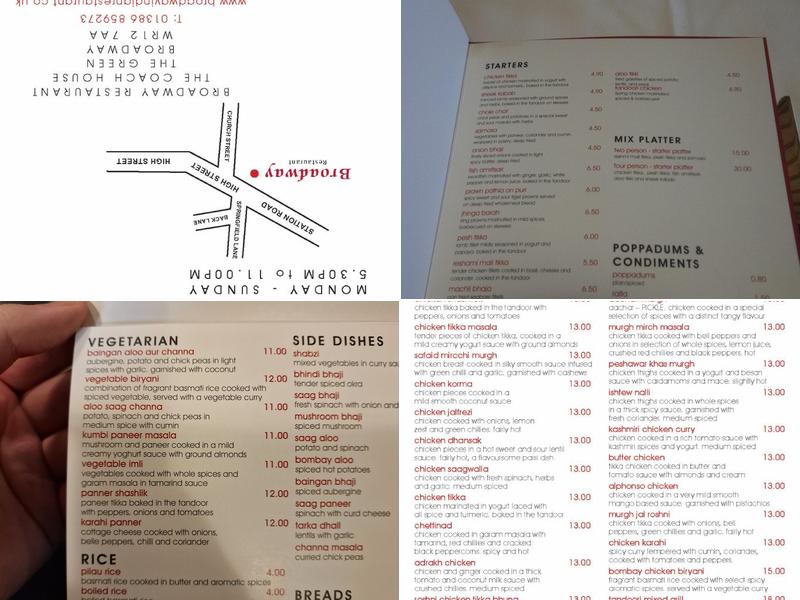 The Broadway Indian Restuarant Menu