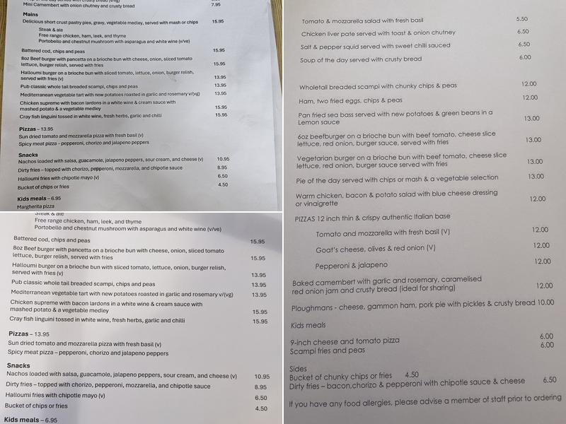 The Horse & Hound Menu