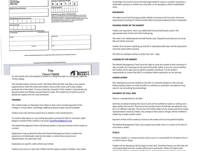 All Saints Garden Art & Craft Market Menu