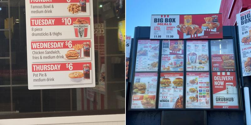KFC Menu