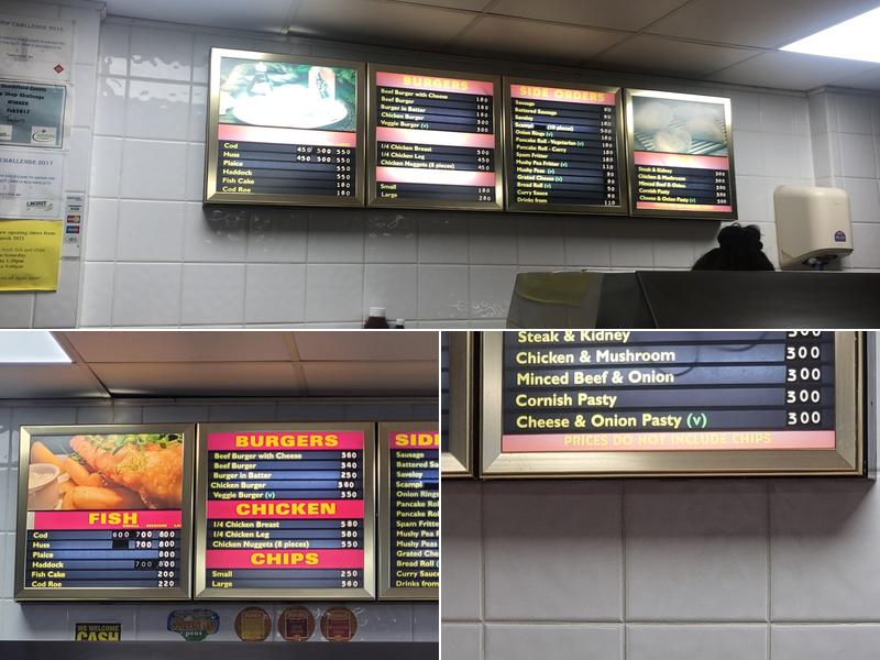 Taylors Fish Bar Menu